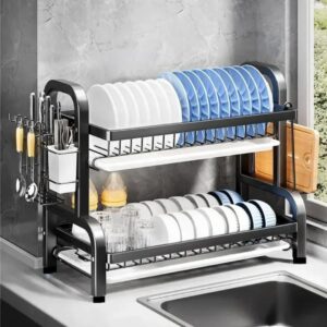 Escurridor de Platos 2 Niveles  | Acero Inoxidable Compacto y Antióxido
