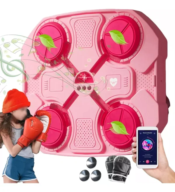 Máquina de Boxeo Musical Bluetooth Rosada | Entrenamiento Interactivo y Reacción