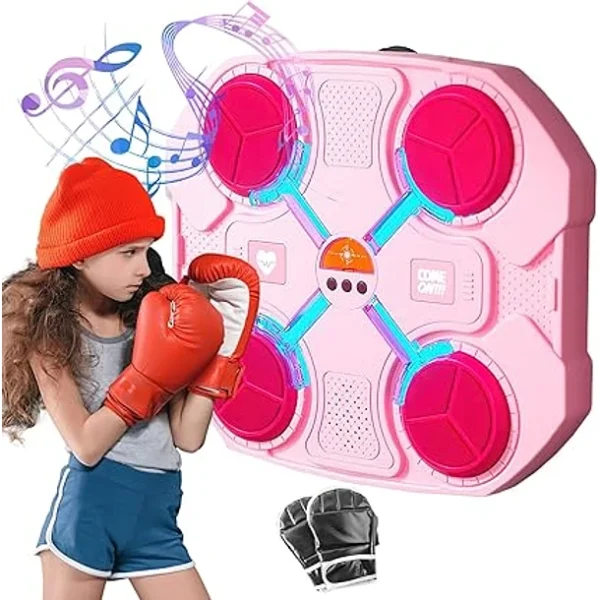 Máquina de Boxeo Musical Bluetooth Rosada | Entrenamiento Interactivo y Reacción