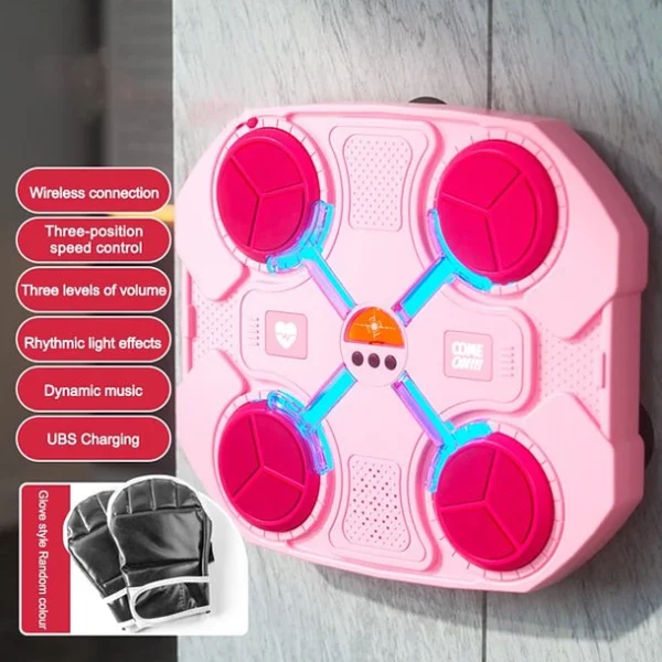 Máquina de Boxeo Musical Bluetooth Rosada | Entrenamiento Interactivo y Reacción