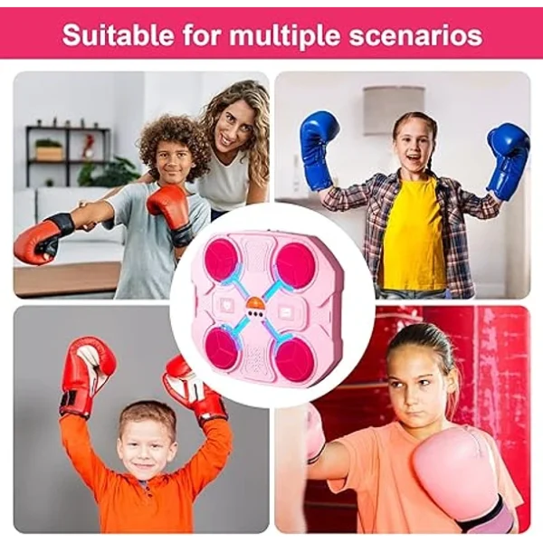 Máquina de Boxeo Musical Bluetooth Rosada | Entrenamiento Interactivo y Reacción