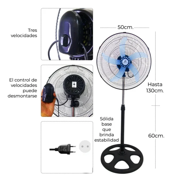 Ventilador Metálico 3 en 1 de 18 Pulgadas | Potente, Oscilante y Silencioso